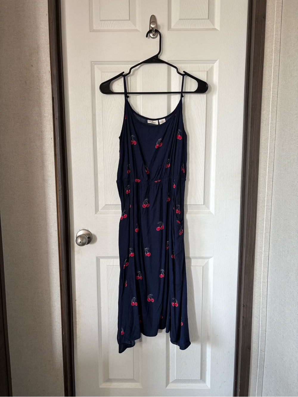 Navy Midi Sundress with Cherry Print